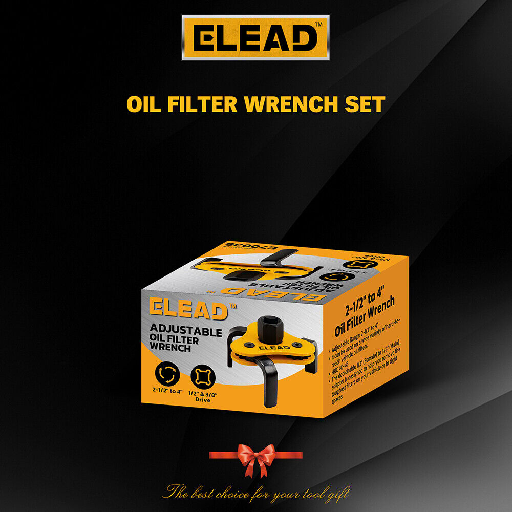 ELEAD Adjustable 3-Jaw Oil Filter Wrench Set, 4" to 2-1/2" Compatibility