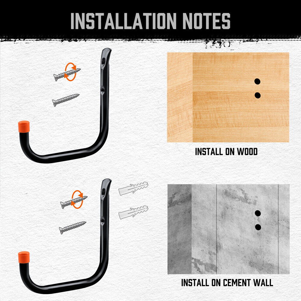 HORUSDY 6Pc Garage Storage Hooks Set - Durable Steel, Rust Resistant, 15Kg/30Lbs Capacity