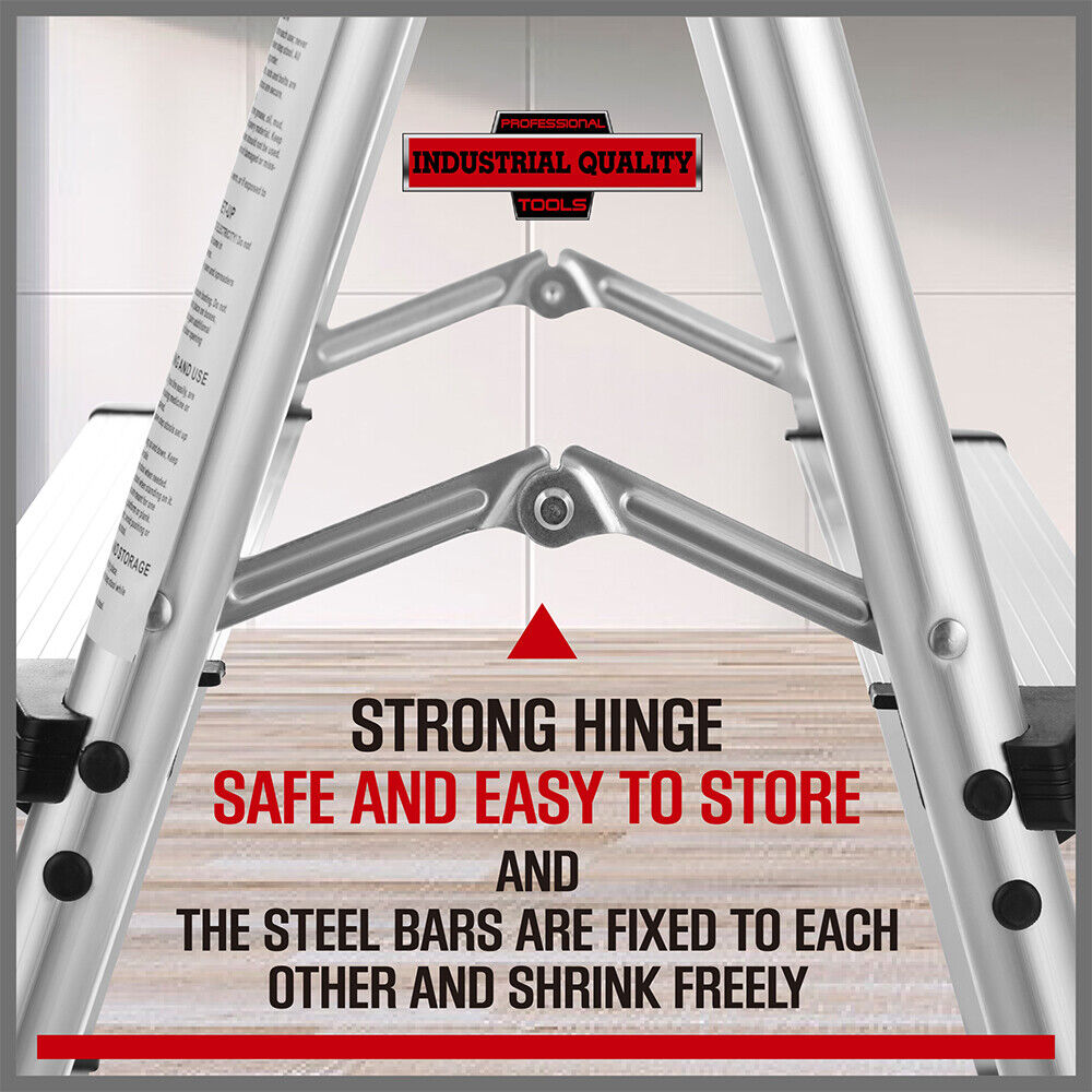 Portable 3-Step Folding Ladder - Lightweight Aluminum, Non-Slip, Heavy-Duty 150kg Capacity - Versatile and Reliable