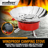 Compact and windproof outdoor gas burner, ideal for camping and outdoor cooking. Folding design for easy portability, with a sturdy and stable build