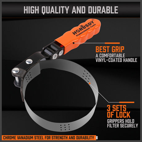 Comprehensive 5-Piece Oil Filter Wrench Set with Swivel Grip - Chrome Vanadium Steel for Durability and Rubber Handles for Comfort