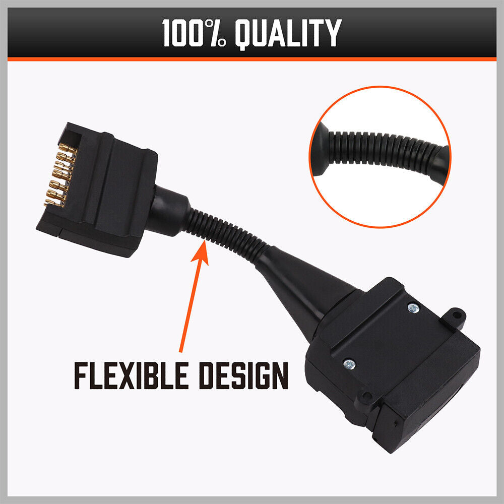 HORUSDY 7-Pin Flat Male Plug to 12-Pin Flat Female Socket Adaptor for Trailer and Caravan Connections