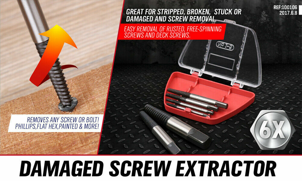6Pc Damaged Screw Extractor Set | Easy Out Broken Bolt Remover | Heavy ...