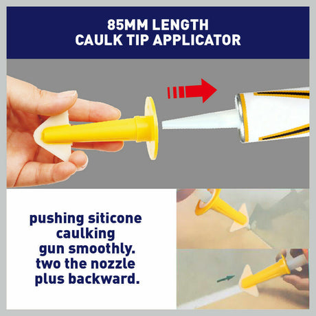 Comprehensive 3-piece scraper set for easy caulking and sealant removal, including a finishing tool, plastic scraper, and caulk nozzle with storage bag.