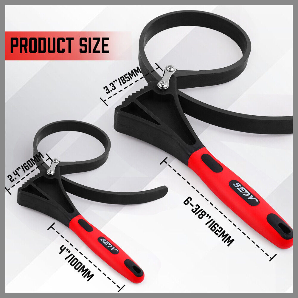 SEDY 2Pc Rubber Strap Wrench Set with anti-slip spiral burrs for various applications
