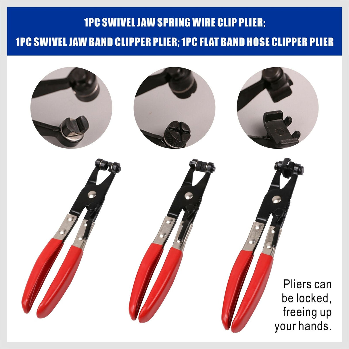 Comprehensive 9-Piece Hose Clamp Pliers Kit - Includes Swivel Jaw, Flat Band, Angled Pliers, and Additional Tools for Automotive Repair