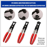 Comprehensive 9-Piece Hose Clamp Pliers Kit - Includes Swivel Jaw, Flat Band, Angled Pliers, and Additional Tools for Automotive Repair