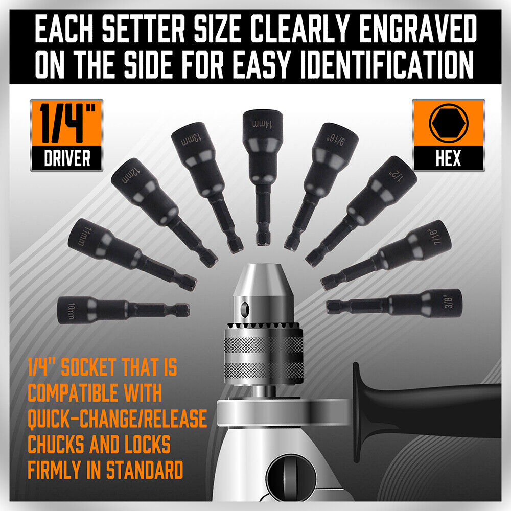Complete 12-Piece Metric and Imperial Magnetic Nut Driver Set for Quick and Secure Fastening
