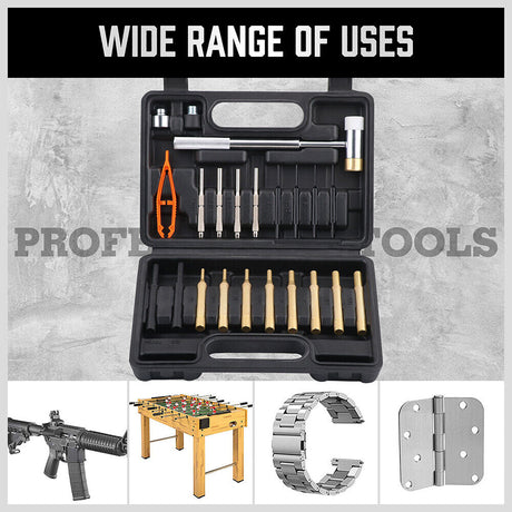 Versatile 22-Piece Hammer and Punch Set with Copper, Plastic, and Brass Heads
