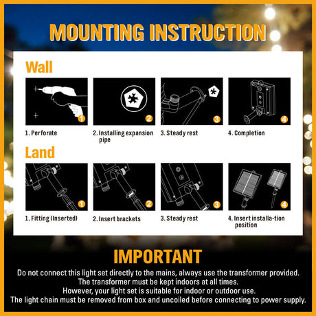 Solar-Powered String Lights for Festoon Wedding Party