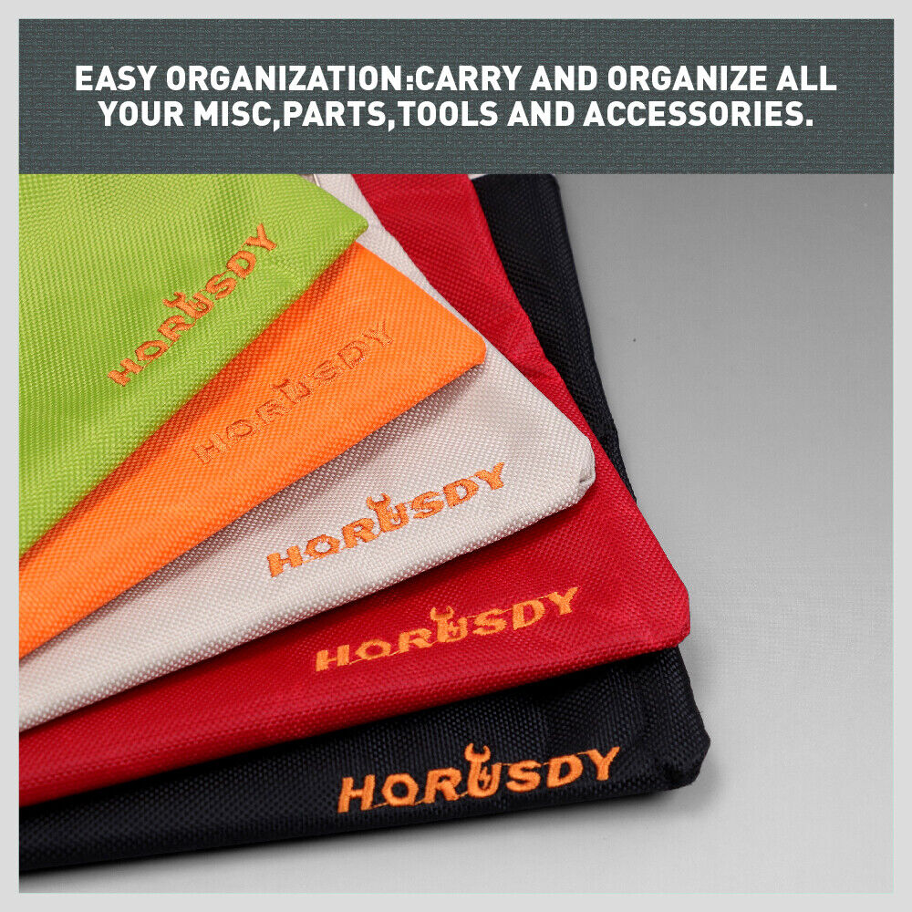 Set of 5 Color-Coded Multipurpose Storage Pouches - Zippered, Polyester, for Office, Tools, and Travel Organization