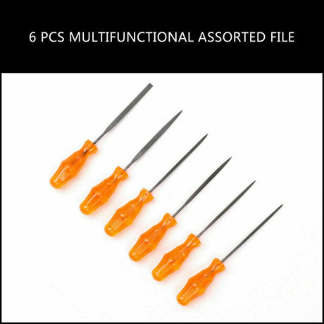 6Pc Mini Needle File Set in Alloy Steel - Ideal for Woodworking, Carving, and Craft Projects with Ergonomic Grips