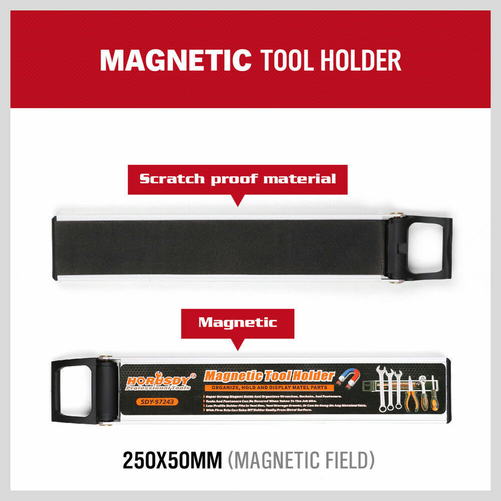 Strong Magnetic Tool Holder, sized 250mm x 50mm, suitable for storing kitchen knives, spoons, forks, or workshop tools. Features high-strength magnetic strips for wall mounting, offering a convenient and easy storage solution