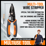 Versatile 8-Inch Wire Stripping Tool and Cutter - High-Quality Steel, Ergonomic Handle, Suitable for 10-24AWG Cables