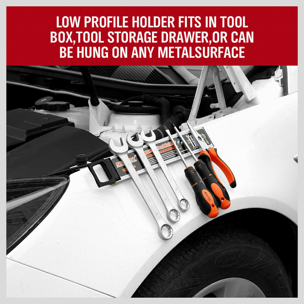 Strong Magnetic Tool Holder, sized 250mm x 50mm, suitable for storing kitchen knives, spoons, forks, or workshop tools. Features high-strength magnetic strips for wall mounting, offering a convenient and easy storage solution