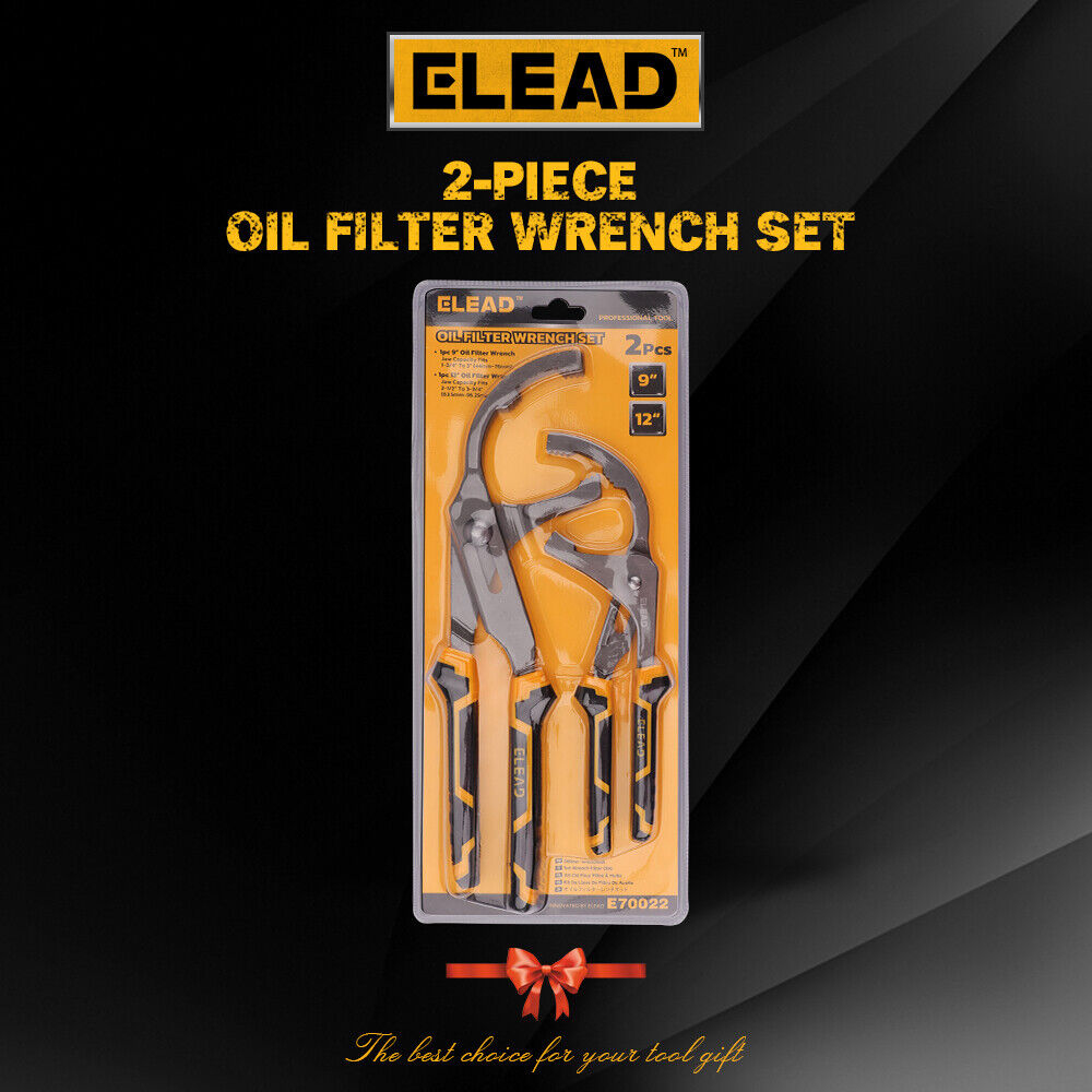 ELEAD 9 and 12-inch Adjustable Oil Filter Wrenches with Forged Carbon Steel and Ergonomic Grips for Efficient Auto Repairs