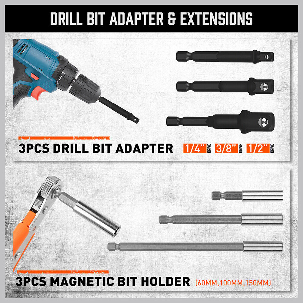 HORUSDY 47-Piece Magnetic Nut Driver Set - Versatile Drill Bits and Extensions with Durable Chromium Vanadium Steel Construction