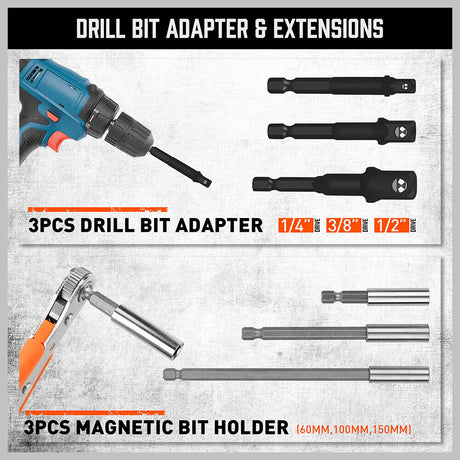 HORUSDY 47-Piece Magnetic Nut Driver Set - Versatile Drill Bits and Extensions with Durable Chromium Vanadium Steel Construction