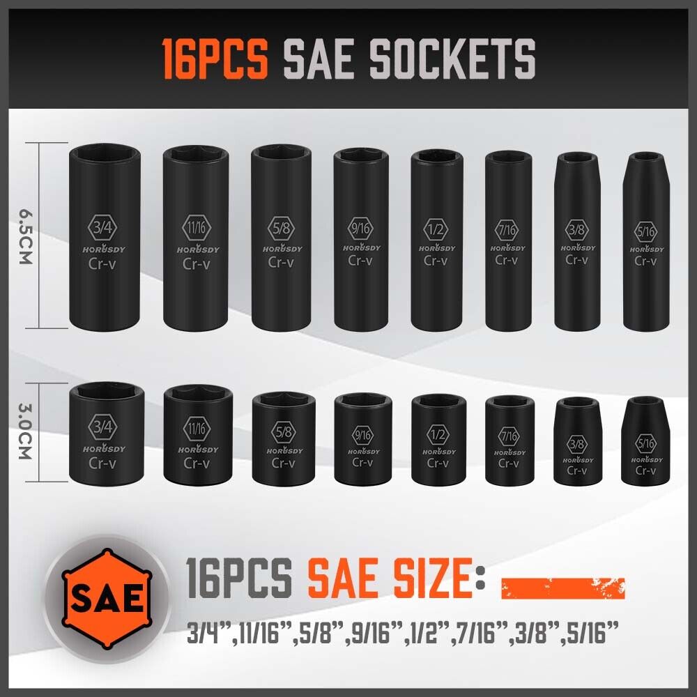 Comprehensive 50Pc 3/8" Impact Socket Set with Ratchet, Extensions, Metric & SAE Sizes, Durable Case Included