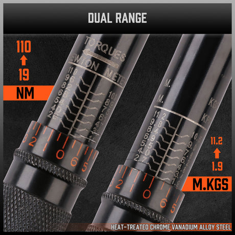 HORUSDY 4-Piece 3/8-Inch Drive Click Torque Wrench Kit with Adaptors and Extension Bar - Precision and Durability for Tightening Tasks