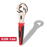 Versatile 8-Inch Auto Grip Universal Wrench - Adjustable for Inch and Metric Fasteners, Features 3 Ratcheting Steel Cams