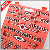 Complete HORUSDY 110-Piece Metric Tap and Die Set made of Durable Tungsten Steel, featuring Various Sizes for Screw Threading and Cutting, with Sturdy Storage Case