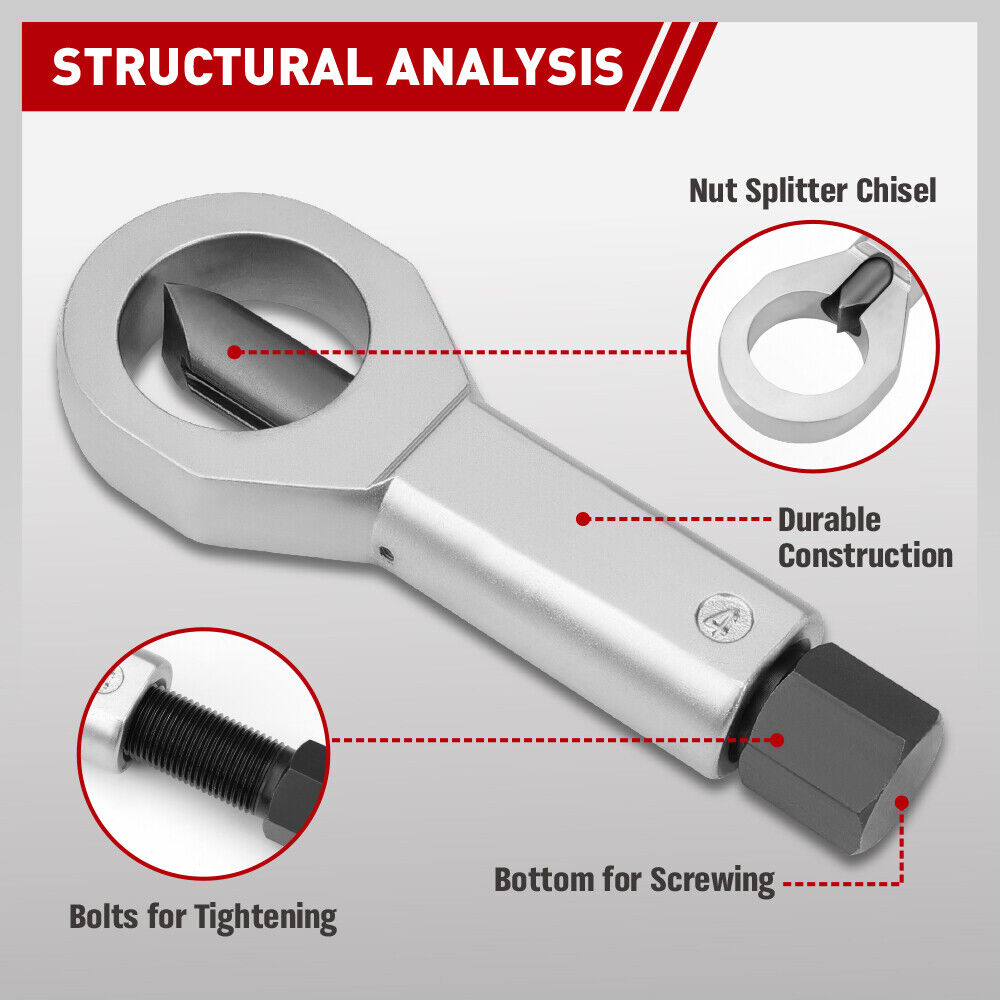 SEDY 4-Piece Heavy-Duty Metal Nut Splitter Kit for Removing Corroded and Damaged Nuts, Made of 40CR Steel
