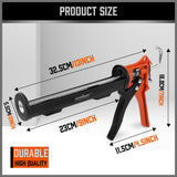 HORUSDY 9-Inch Heavy Duty Caulking Gun, Metal Barrel, 360-Degree Rotating Handle for Precision Sealing