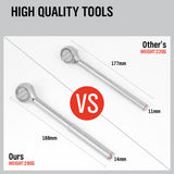 3-Piece Gator Grip Universal Socket Wrench Set with size range 7mm to 19mm, including power drill adapter and wrench, in silver color.