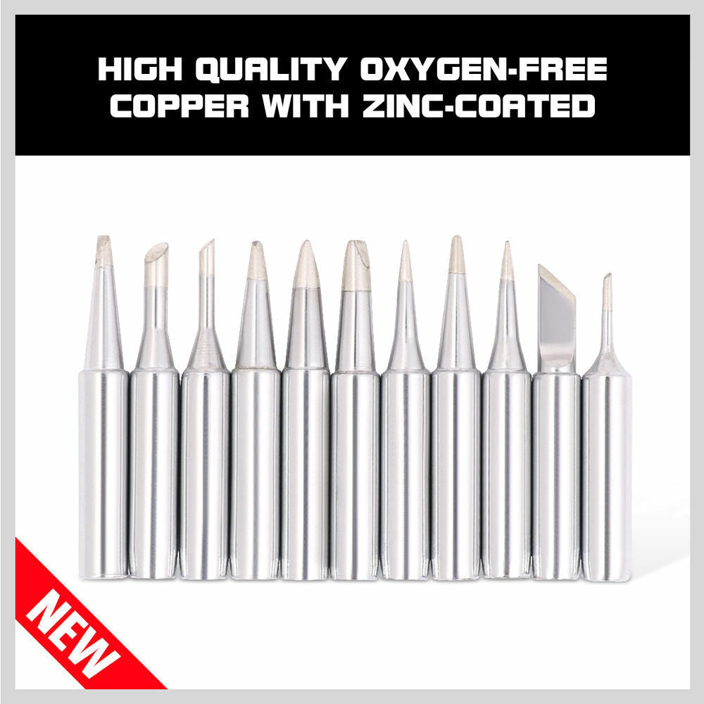 Set of 11 Lead-Free Soldering Iron Tips with Outer Diameter 1/4" and Inner Diameter 1/6" for Various Soldering Stations