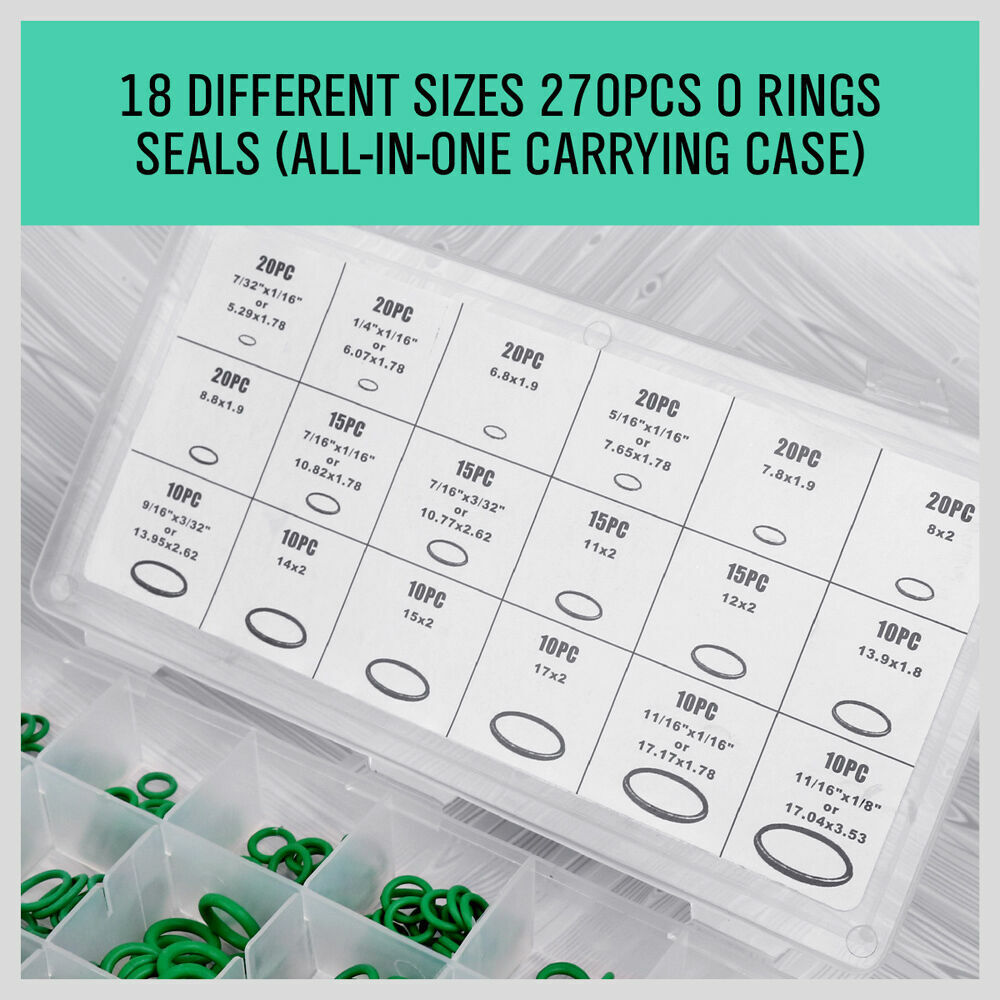 Comprehensive assortment of 270 NBR O-rings in 18 sizes for various applications