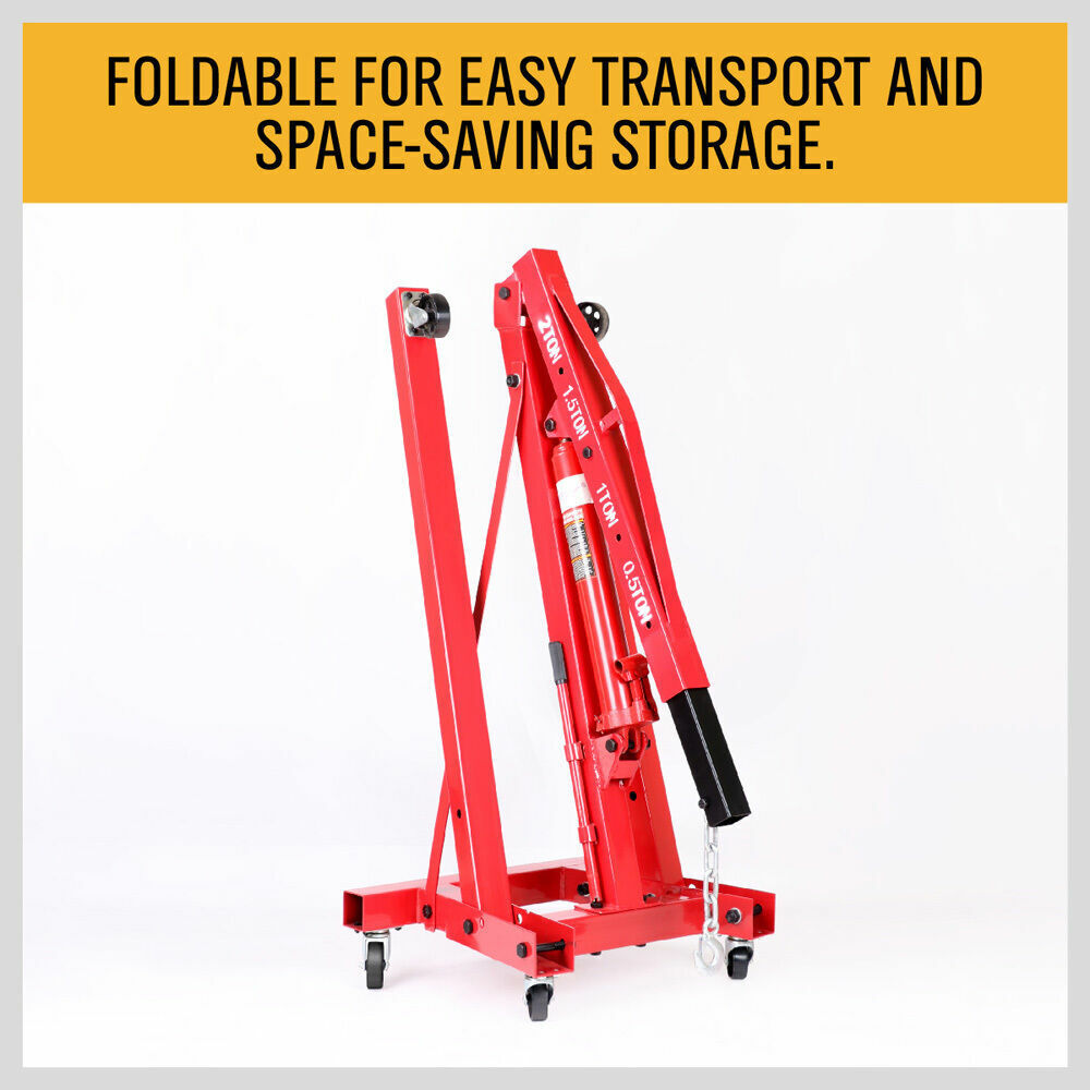 2-Ton Hydraulic Engine Crane: Foldable, durable, and versatile lifting tool for automotive and repair shops