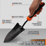 Durable 14-Inch Hand Shovel with Carbon Steel Blade and Rubber Handle for Gardening and Digging