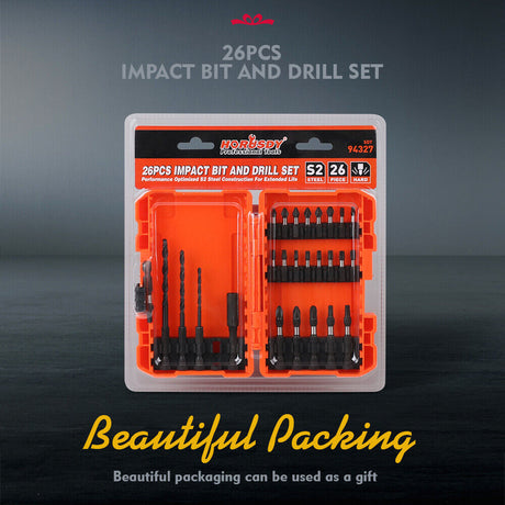 Comprehensive 26-Piece Impact Screwdriver Bit Set with Drill Bits and Magnetic Holder for Secure Fastening
