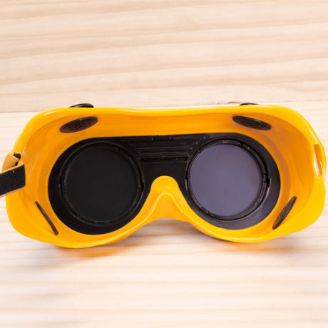 INGCO Welding Glasses with Flip Design, featuring Clear Inner and Colored Outer Lenses for Maximum Eye Safety