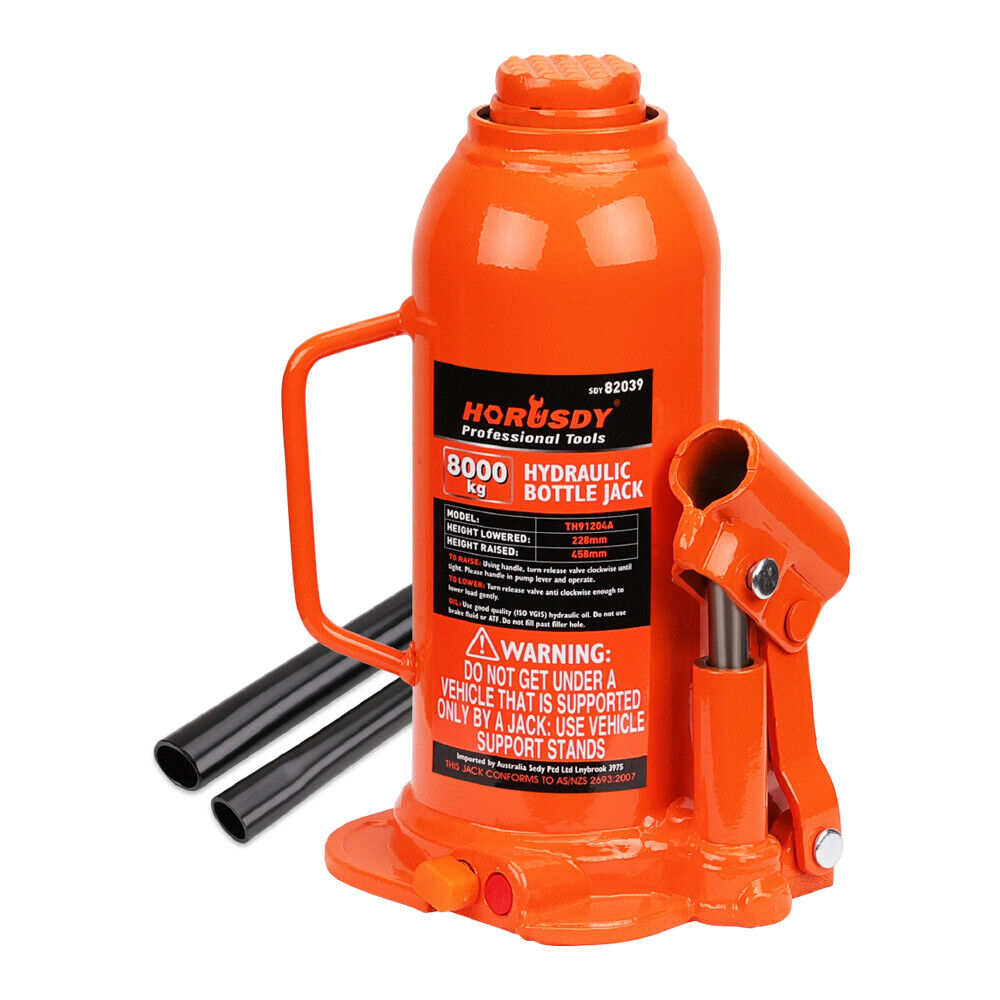 HORUSDY 8-Ton Hydraulic Bottle Jack, Steel Lifting Saddle, 228cm-458cm Height, AS/NZS 2693:2007 Compliant, for Secure Heavy-Duty Lifting