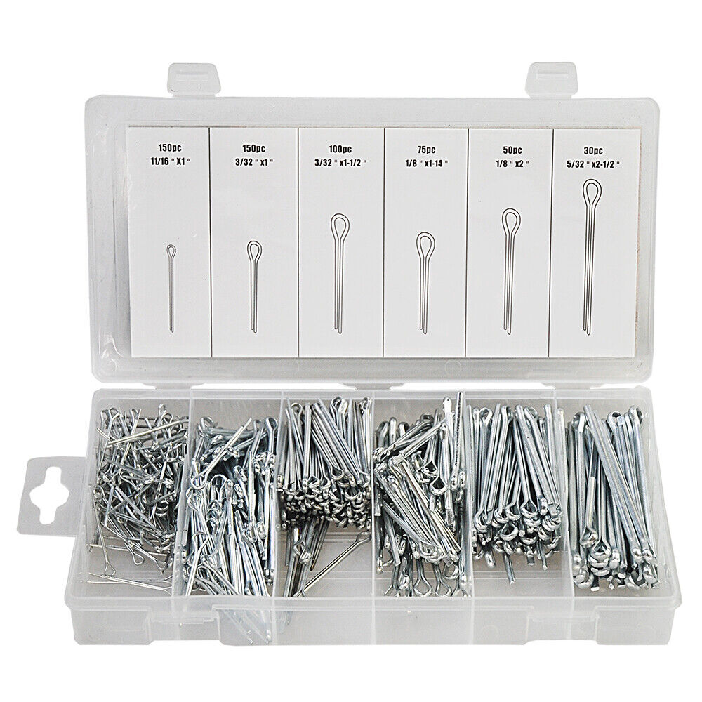 Extensive 555-Piece Cotter Pin Assortment Kit with Various Sizes - Ideal for Securing Mechanisms in Handy Storage Case