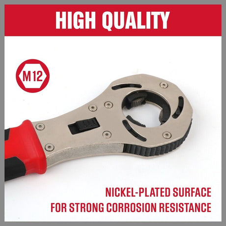 Versatile 8-Inch Auto Grip Universal Wrench - Adjustable for Inch and Metric Fasteners, Features 3 Ratcheting Steel Cams