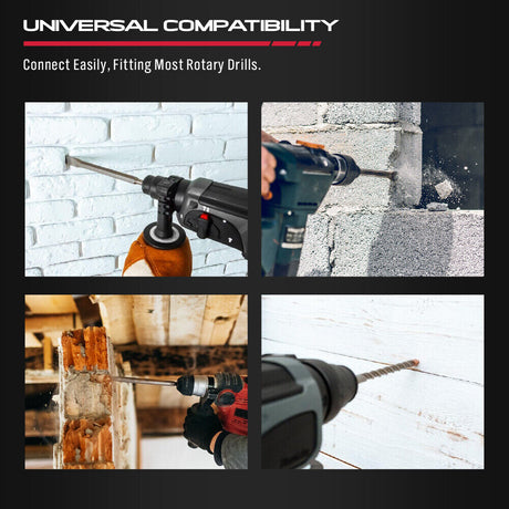 HORUSDY 17Pcs Drill Bits Set with SDS Plus Rotary Hammer, Including Chisels for Masonry, Concrete, and Brickwork