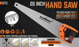 Versatile 20-inch hand saw with triple-ground teeth and ergonomic handle for precision wood and plastic cutting