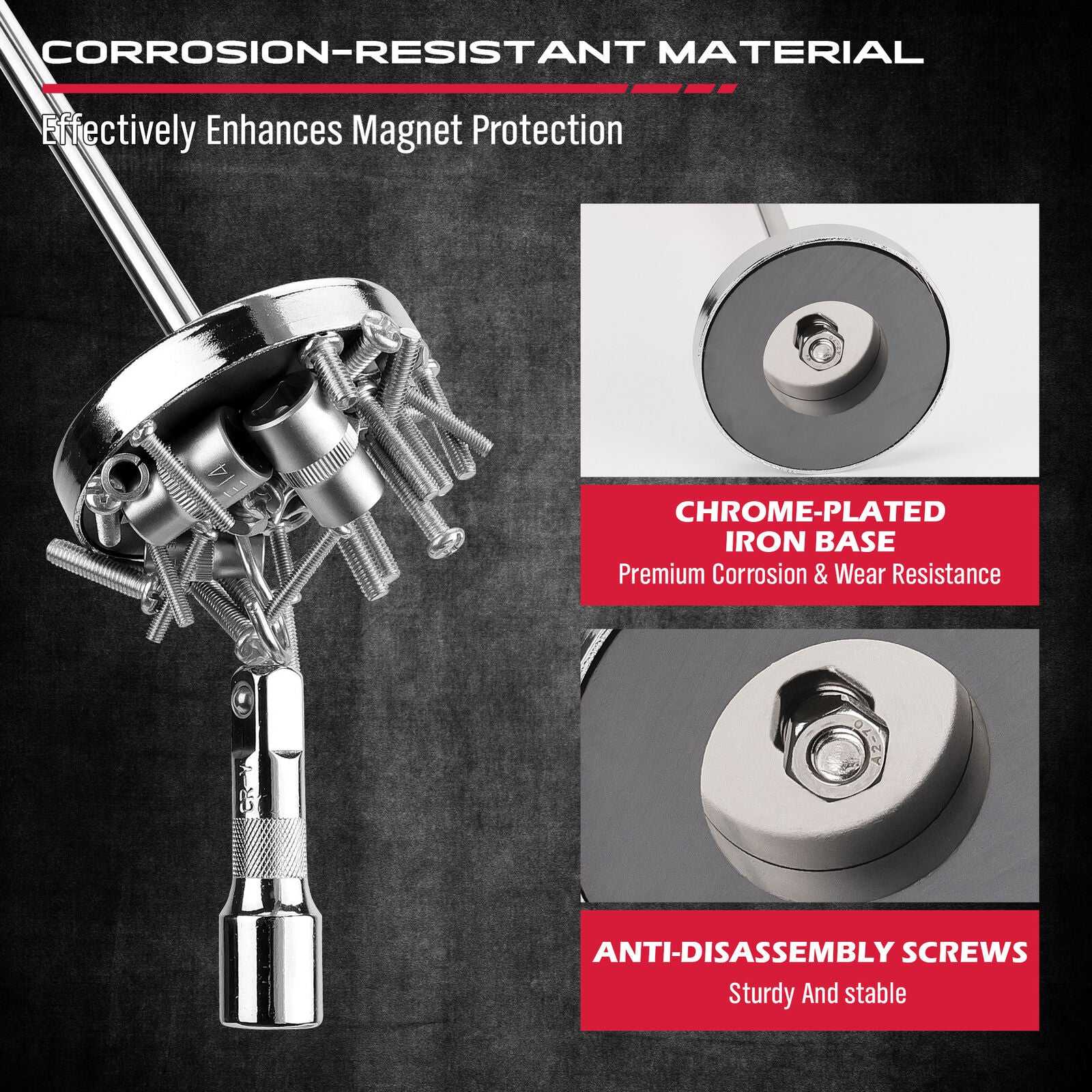 HORUSDY 34-inch Extendable Magnetic Pick Up Tool with Strong 35Lbs Magnet and Ergonomic Grip