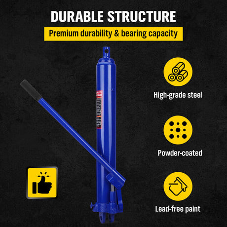 HORUSDY 8 Ton Hydraulic Long Ram Jack, 66cm-116cm Lifting Range, Sturdy Steel Construction, Ideal for Shop Cranes and Engine Hoists