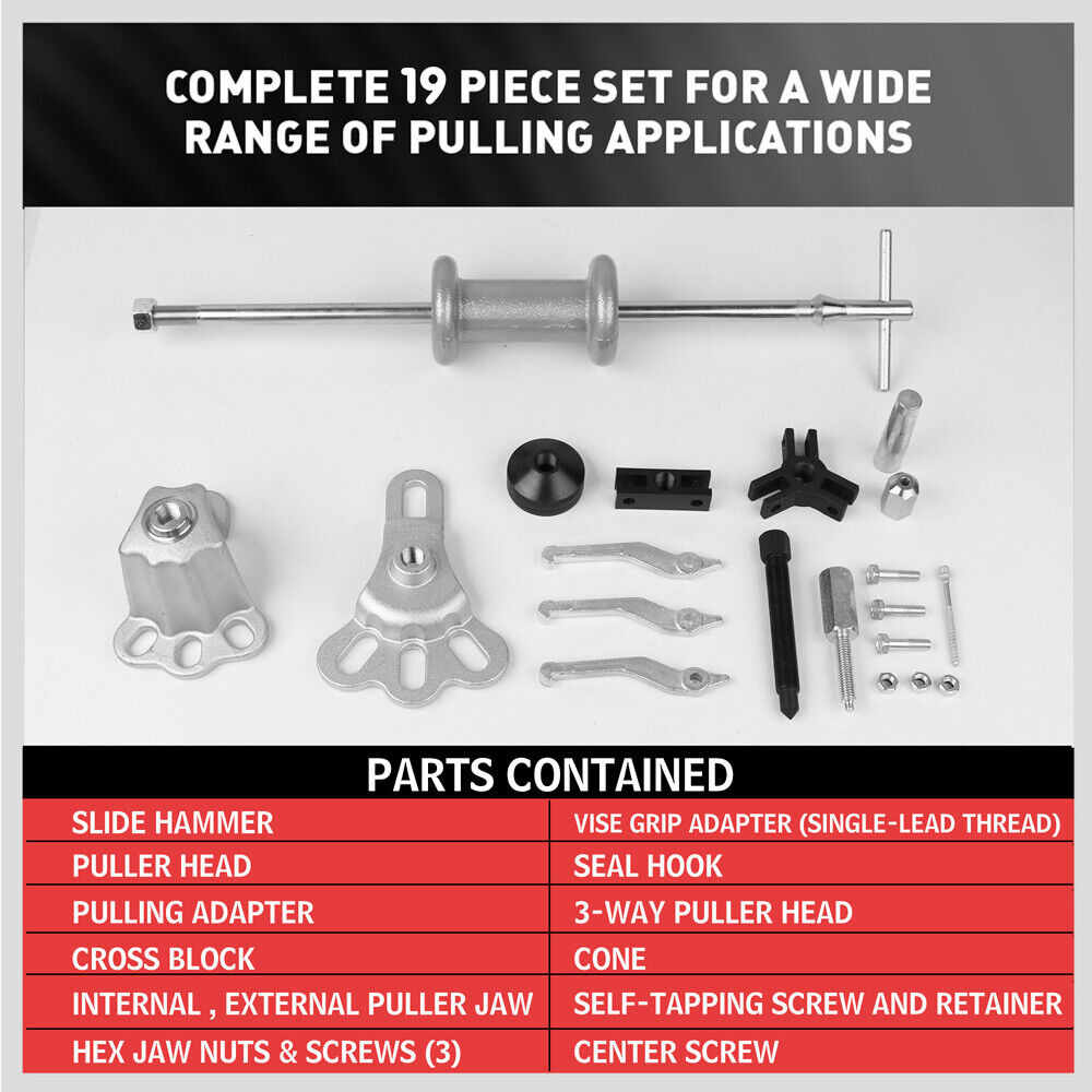 Slide Hammer Tool Kit with Various Attachments in Hard Plastic Case