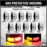 Set of 10 LED Clearance Side Marker Lights featuring ultra-bright red and yellow LED lamp beads, ideal for trucks, trailers, and caravans. Made of durable ABS and PC, shock and water-resistant, with low power consumption and easy installation.