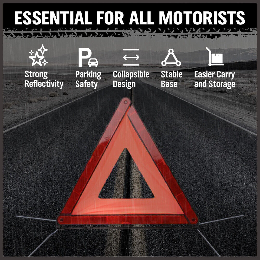 3Pc Emergency Warning Triangle Set - Reflective Safety Sign for Roadsi ...