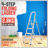 Compact and Lightweight Folding Ladder - Non-Slip Platform, Multi-Purpose Aluminum Design (3/4/5 Steps) - Ideal for Home and Work