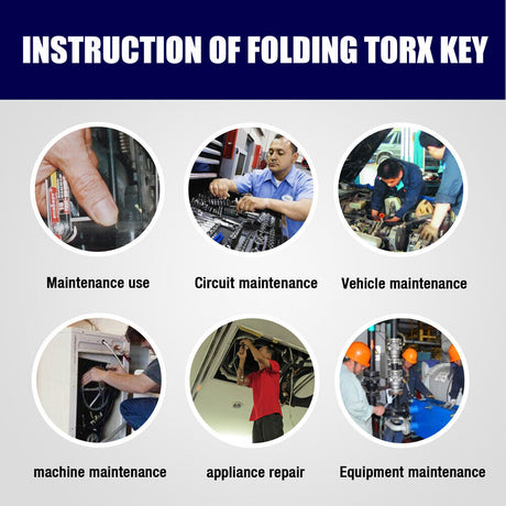 Durable Folding Torx Star Key Set - Chrome Vanadium Steel Construction, T6-T30 Sizes, with Corrosion-Resistant Aluminum Holder