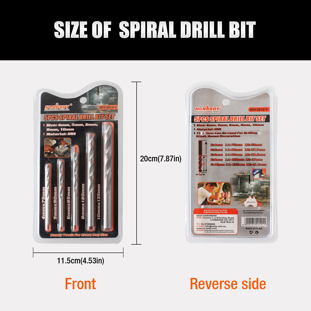 Set of HSS Drill Bits with Titanium Coating