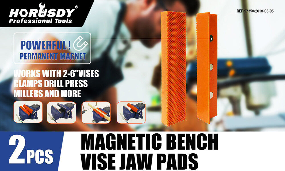 Versatile Magnetic Bench Vice Jaw Pads, 4.5"/6" size, Multi-Groove Design for Firm Grip on Varied Objects, Suitable for DIY, Craft, and Precision Work