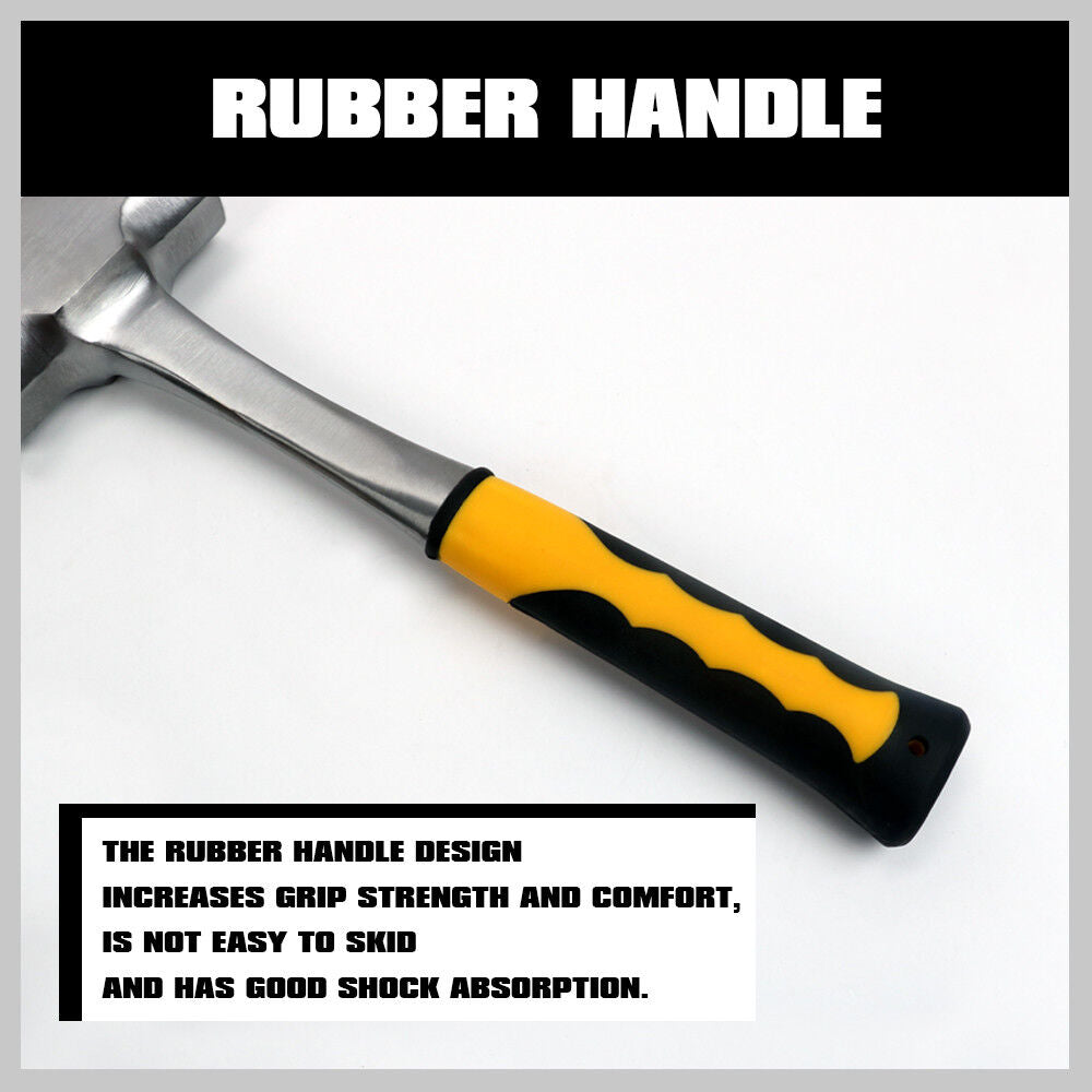 Sturdy 2LB/3LB steel hammer featuring a double octagonal head, solid forged one-piece design with a ribbed rubber grip handle for secure use.